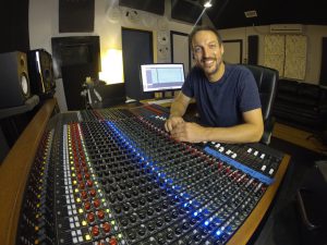 Producer Charlie Waymire behind the Trident 88 Console at Ultimate Studios, Inc