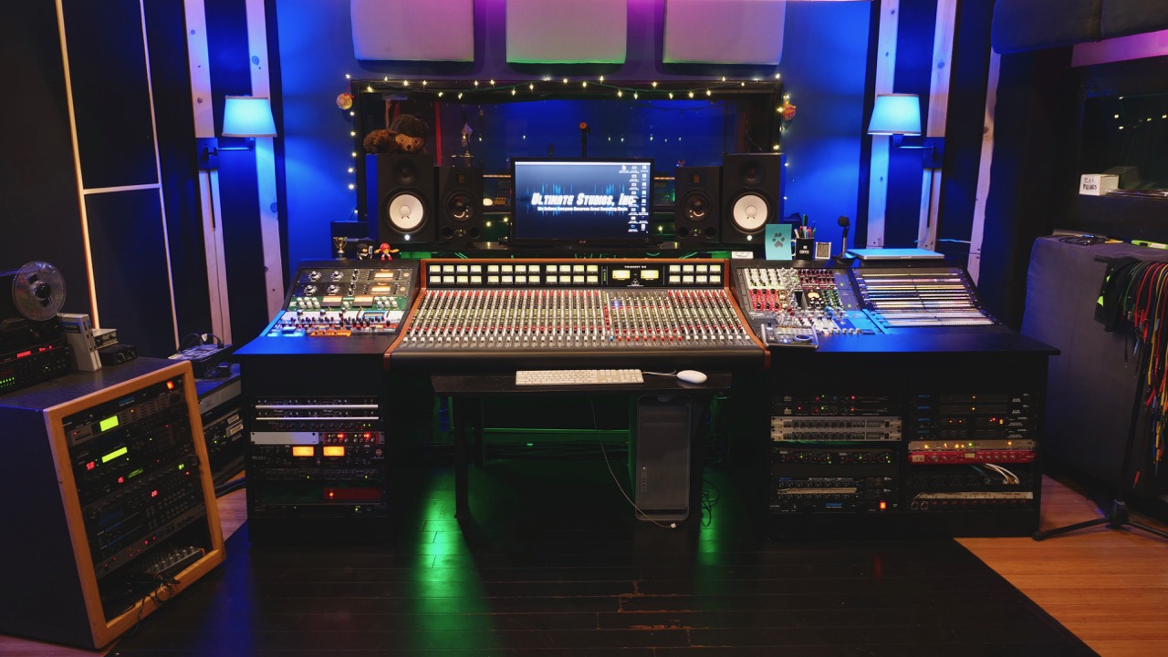 The control room featuring the Trident 88 analog recording console at Ultimate Studios, Inc